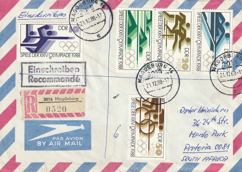 Germany DDR Cover Einschreiben Registered - 1987 1988 - Leipzig Autumn Fair Winter Summer Olympic G