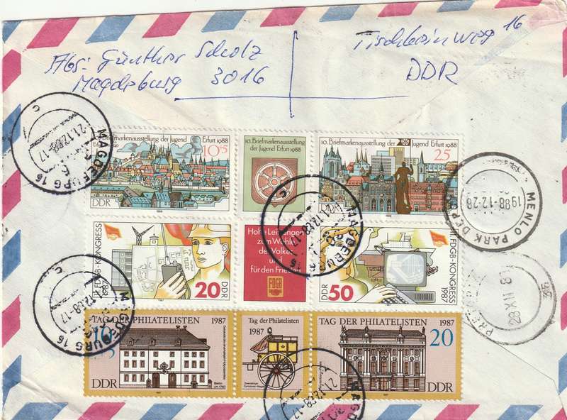 Germany DDR Cover Einschreiben Registered - 1987 1988 - Ship Lifts and Bridges Stamp Day Trade Unio