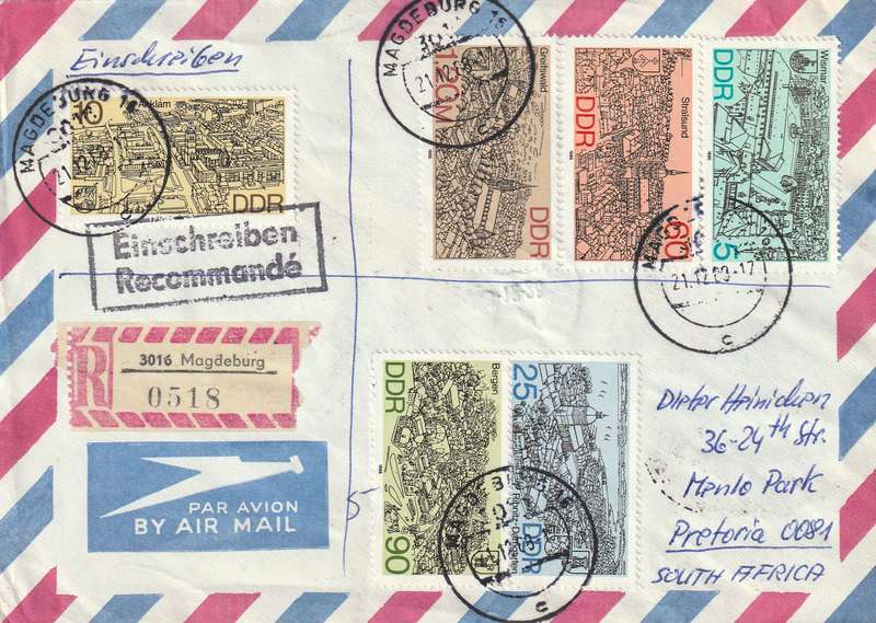 Germany DDR Cover Einschreiben Registered - 1987 1988 - Summer Olympic Games District Capitals Espe