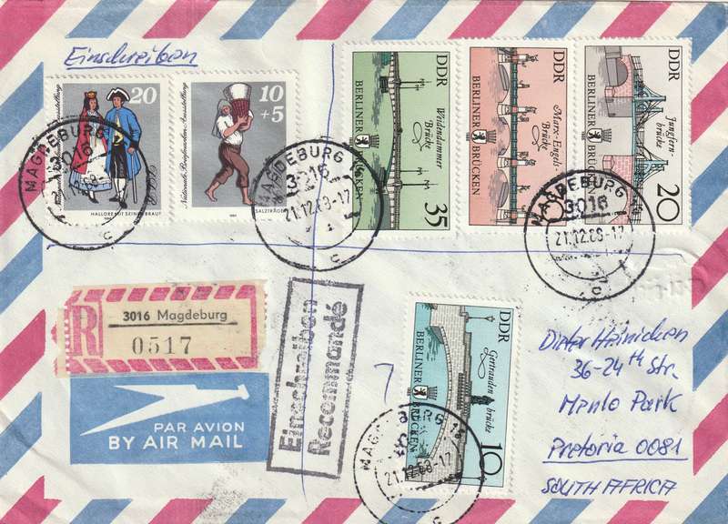 Germany DDR Cover Einschreiben Registered - 1987 1988 - Young Pioneers Congress Workers Games Bridg