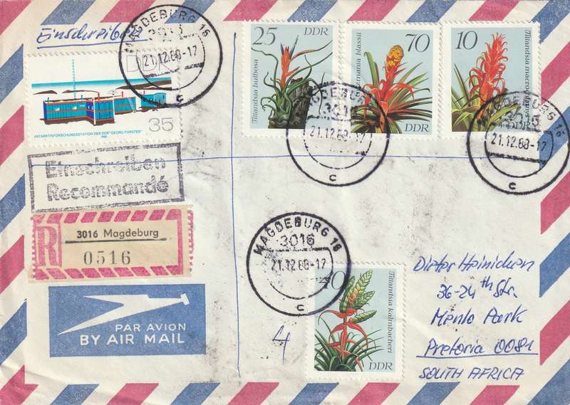 Germany DDR Cover Einschreiben Registered - 1988 - Flowering Flowers Flora Joseph von Eichendorff U