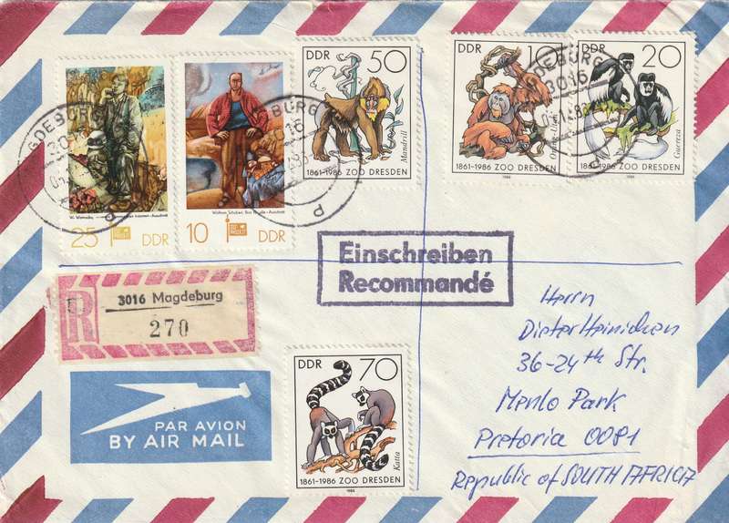 Germany DDR Cover Einschreiben Registered - 1986 - Dresden Zoo Manned Space Flight