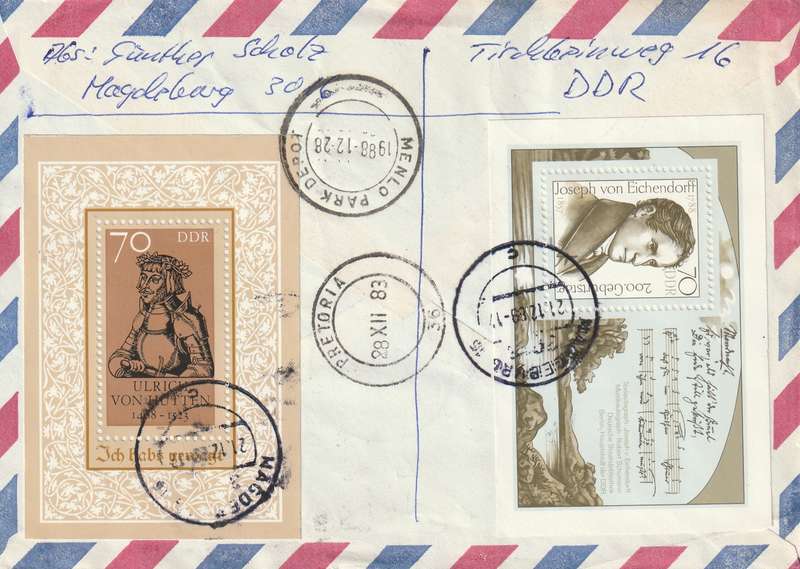 Germany DDR Cover Einschreiben Registered - 1988 - Flowering Flowers Flora Joseph von Eichendorff U