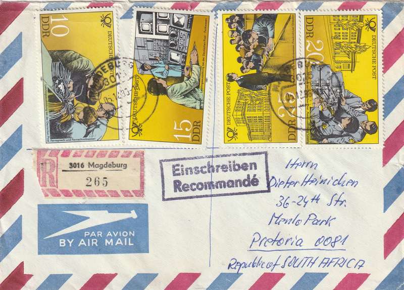 Germany DDR Cover Einschreiben Registered - 1981 1983 - Post Office Postal Workers Sundial Part Day