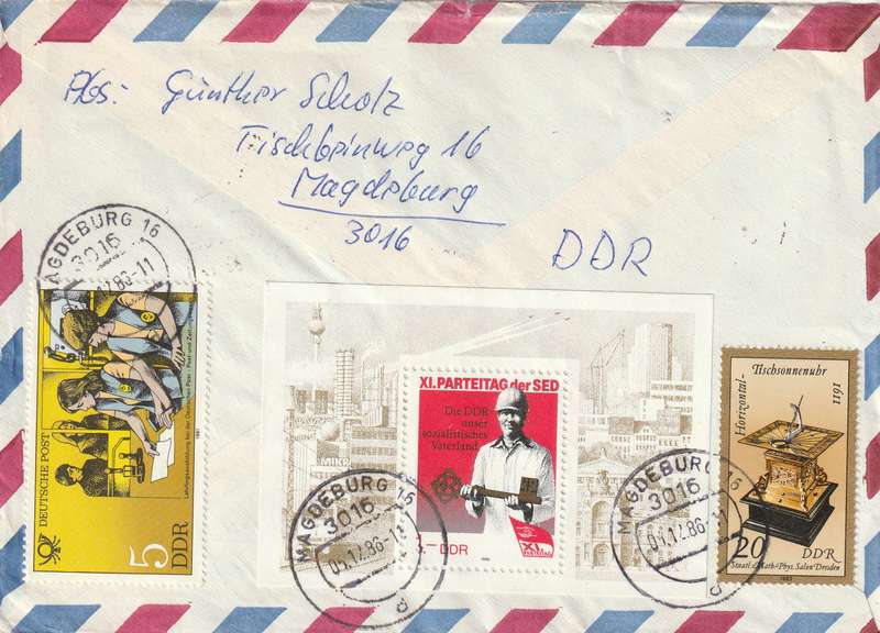 Germany DDR Cover Einschreiben Registered - 1981 1983 - Post Office Postal Workers Sundial Part Day