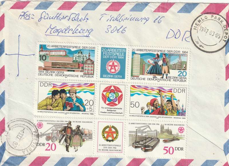 Germany DDR Cover Einschreiben Registered - 1984 1985 - Trade Unions Warsaw Treaty Youth and Studen