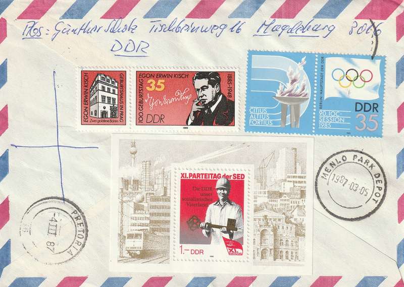 Germany DDR Cover Einschreiben Registered - 1986 - Thalmann Kisch Mamajew-Kurgan Hill Simon Bolivar