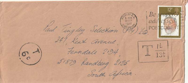 Great Britain Cover - 1980 - English Conductors Henry Wood Slogan Insufficiently Prepaid Postage