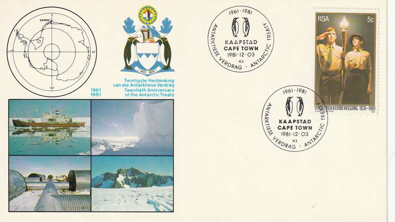 South Africa - 1981 - Antarctic Treaty Penguins Ships Map SANAE Voortrekkerbeweging