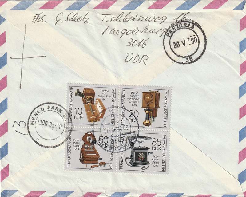 Germany DDR Cover Einschreiben Registered -  1989 - Onion-pattern Porcelain Telephones Telephone