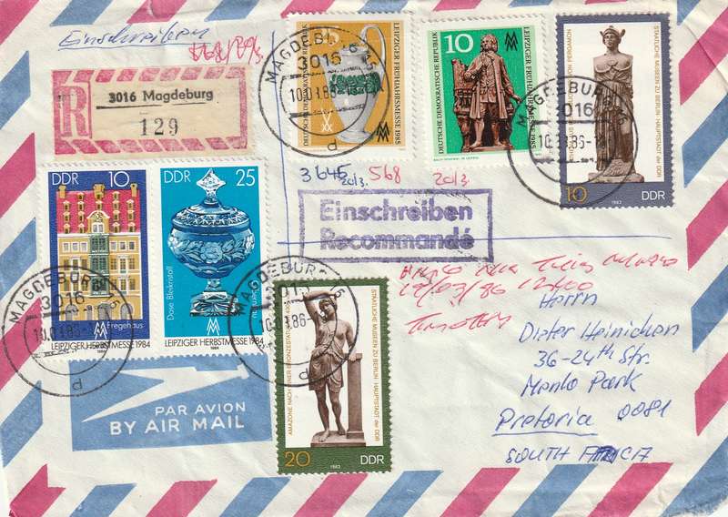 Germany DDR Cover Einschreiben Registered - 1984 1985 - Leipzig Fair Art Berlin Museum Bach Handel