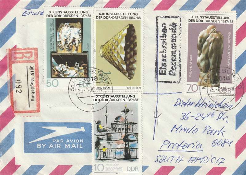 Germany DDR Cover Einschreiben Registered - 1987 1989 - Art Exhibition Porcelain,