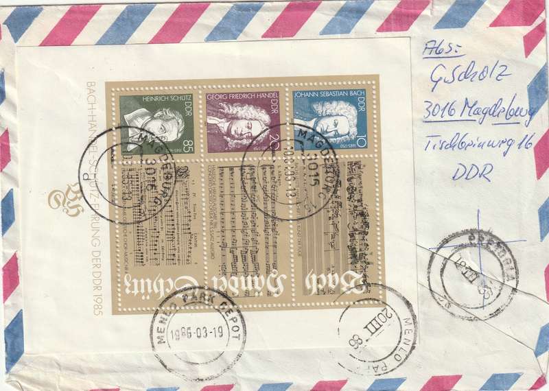 Germany DDR Cover Einschreiben Registered - 1984 1985 - Leipzig Fair Art Berlin Museum Bach Handel