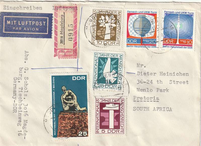 Germany DDR Cover Einschreiben Registered - 1968 1969 - Monument Fort Breendonk Belgium Human Right