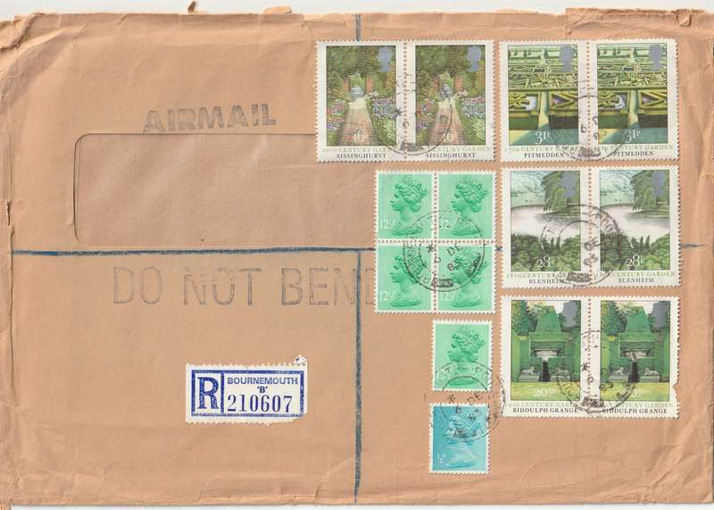 Great Britain Cover Registered - 1983 - Garden Gardens Machins Sissinghurst Biddulph Grange Blenhei