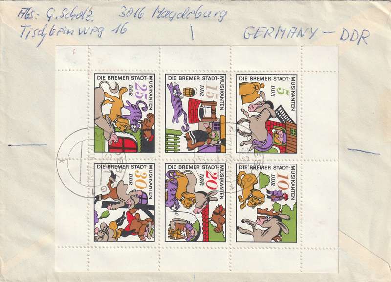 Germany DDR Cover Einschreiben Registered - 1971 - Fairy Tale Town Musicians Bremer Bremen Sorbian