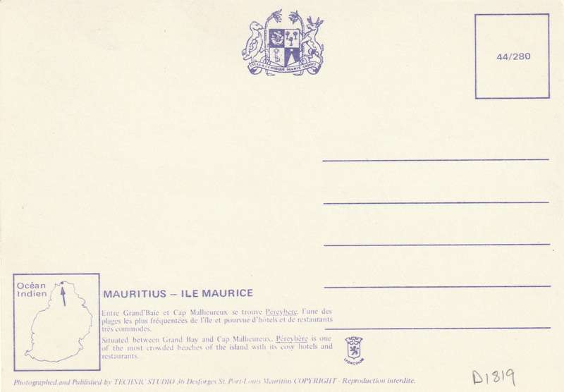 Post Card Mauritius - Grand Baie Bay Cap Malheureax La plage Pereybere Beach Technic Studio