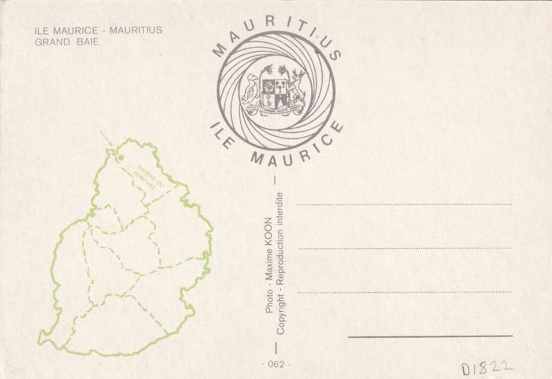 Post Card Mauritius - Grand Baie Bay Beach Boats Reproduction Interdite Map
