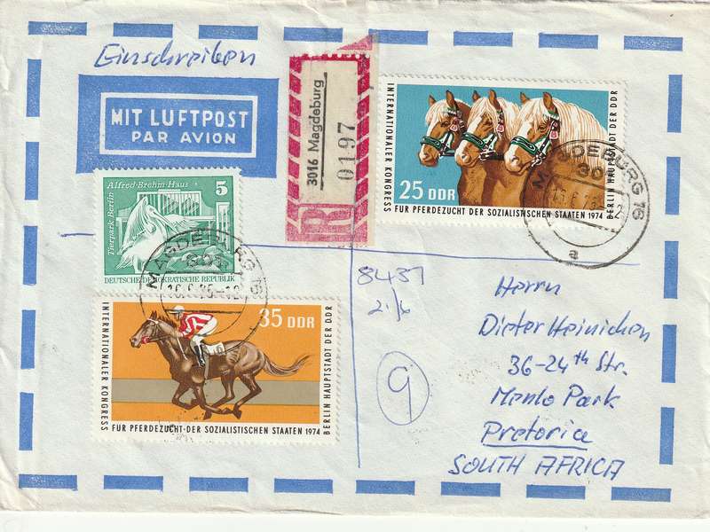 Germany DDR Cover Einschreiben Registered - 1974 - Comecon Flags Horse Horses Breeders Congress