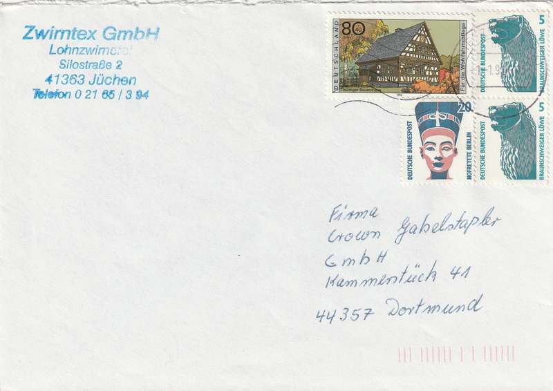 Germany on Cover - 1996 - Nefretiti Nofretete Braunschweiger Lowe Thuringia Thuringer