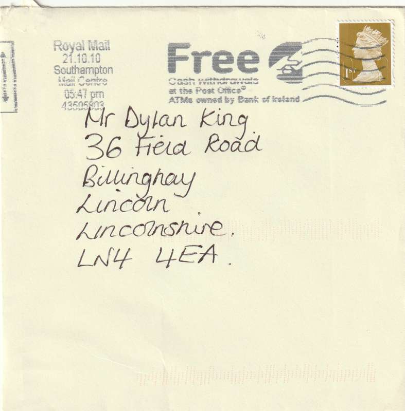 Great Britain Cover - 2010 - Machins 1st Class Slogan Free Cash Withdrawals