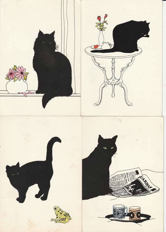 Great Britain Bognor Regis Post Card 1986 Machins Cats 4 Cards