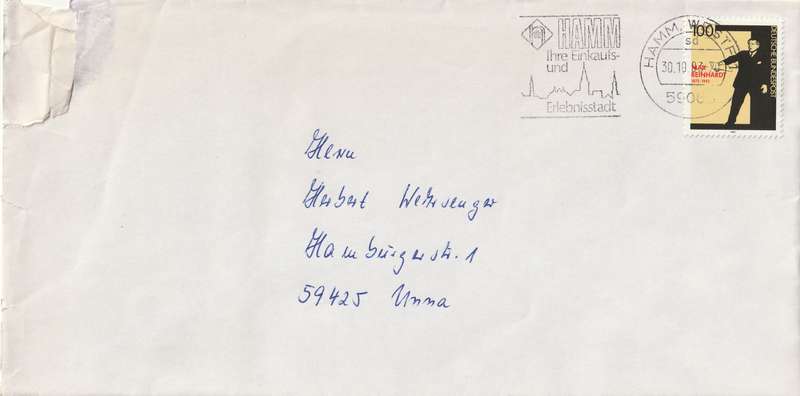 Germany on Cover - 1993 - Max Reinhardt Director Slogan Hamm Ihre Einkaufs und Erlebnisstadt