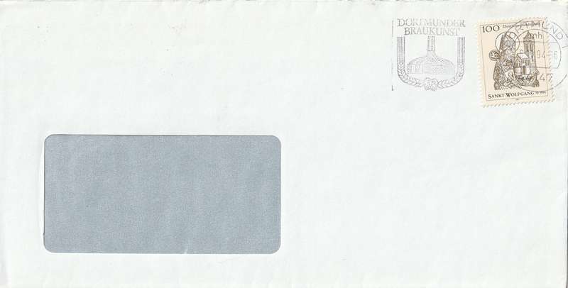 Germany on Cover - 1994 - St Wolfgang Bishop of Regensburg Slogan Dortmunder Braukunst Bier Beer