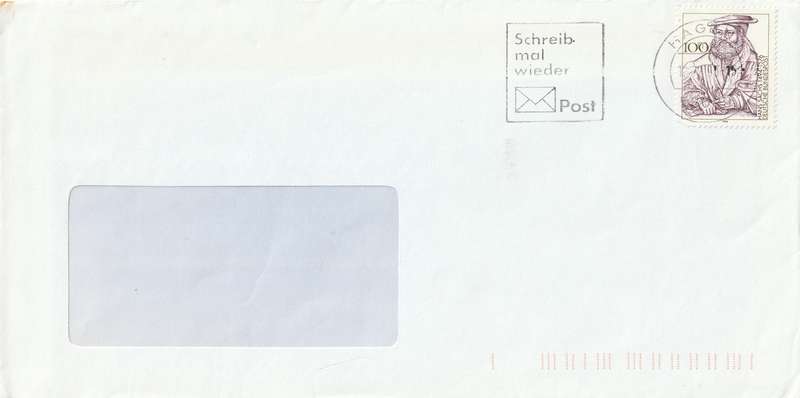 Germany on Cover - 1994 - Hans Sachs Poet Slogan Schreib Mal Wieder