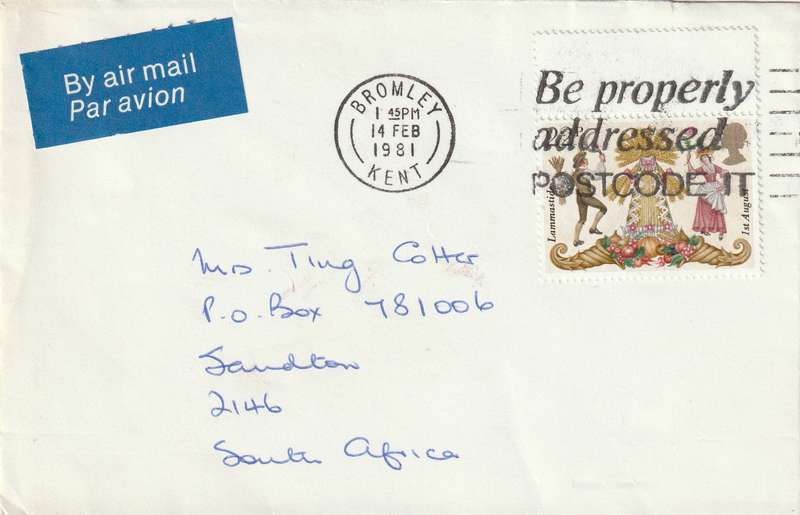 Great Britain Cover - 1981 - Folklore Lammastide sent on Valentines day
