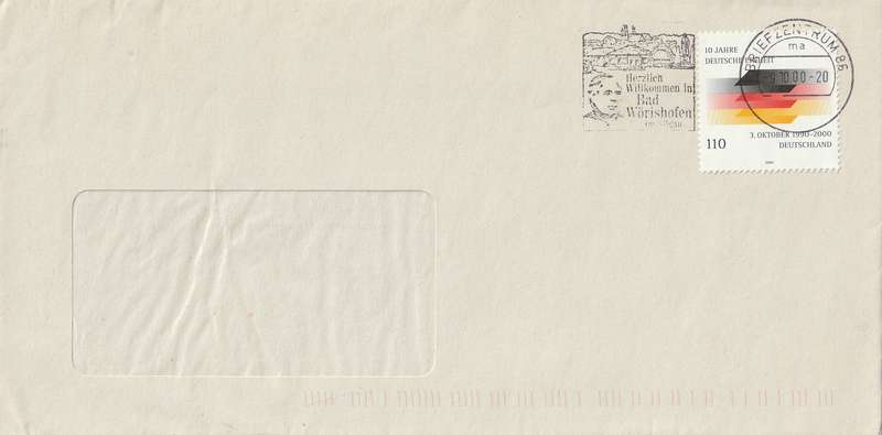 Germany on Cover - 2000 - Reunification Einheit Flags Bad Worishofen
