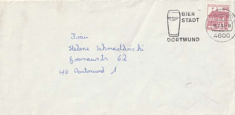 Germany on Cover - 1979 1982 - Castle Type Rheydt Slogan Bier Stadt Dortmund Beer
