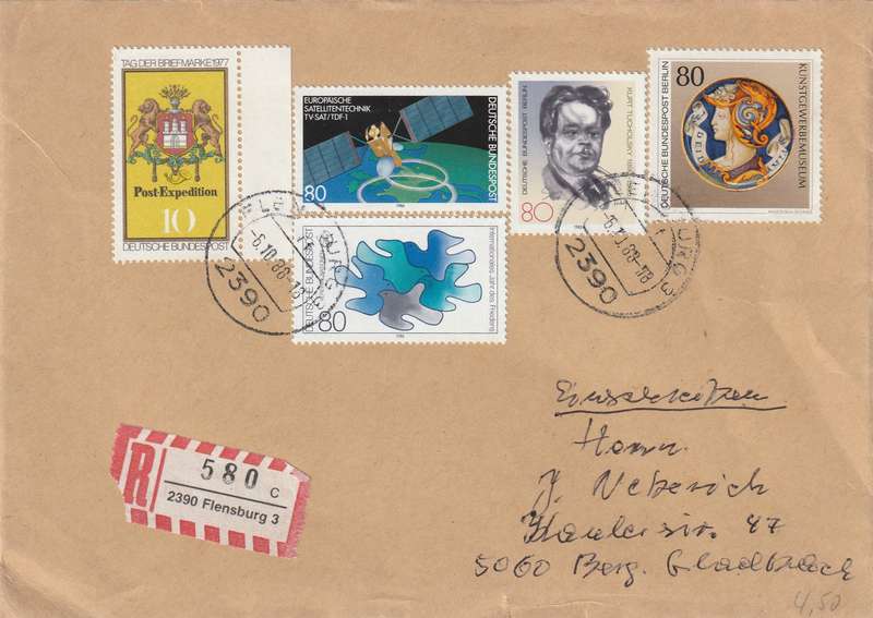 Germany Federal Berlin Cover Registered Einschreiben - 1984 1985 - Kurt Tucholsky Artwork Museum En