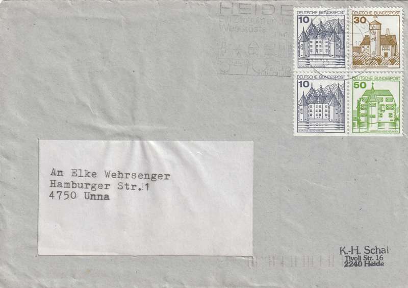 Germany Federal Cover - 1977 - Castles Booklet panes Glucksburg Ludwigstein Neuschwanstein