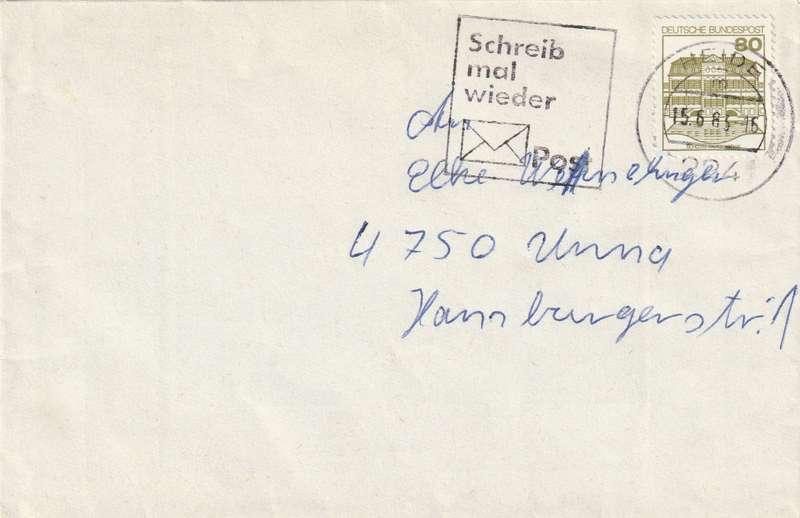 Germany Federal Cover - 1977 1979 - Castles Wilhelmsthal Slogan Schreib mal wieder