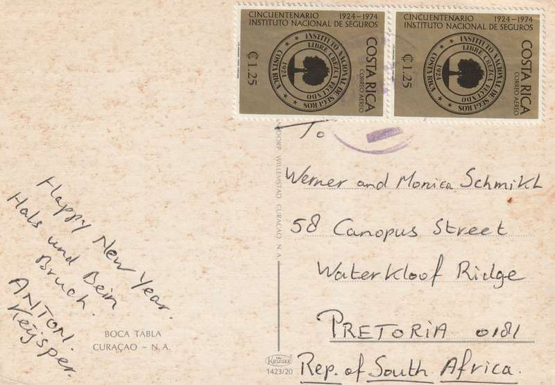 Costa Rica stamps - 1974 - Sea View Boca Tabla Curacao Netherlands Antilles Antillen