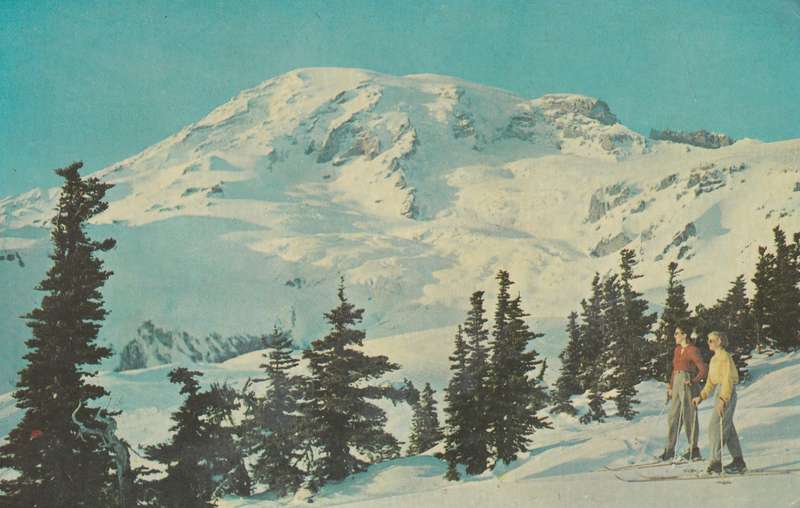 United States 1965 Seattle Mount Rainier in Winter Skiing Skiers Paradise ITU