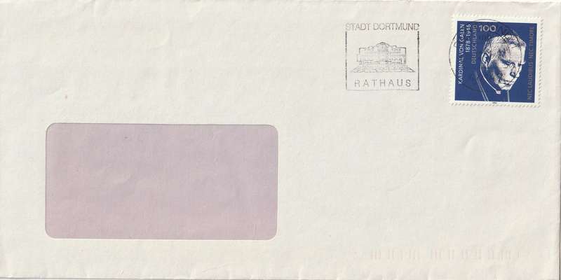 Germany Federal Cover - 1996 - August Cardinal Graf von Galen Slogan Stadt Dortmund Rathaus