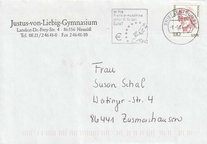Germany Cover - 1986 1992 - Famous Women Type Kate Strobel Slogan Frankiermaschine Euro