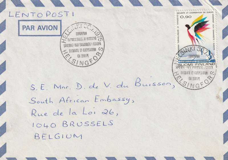 Finland Cover FDC - 1975 - European Security and Cooperation Conference Helsinki Birds Swallows