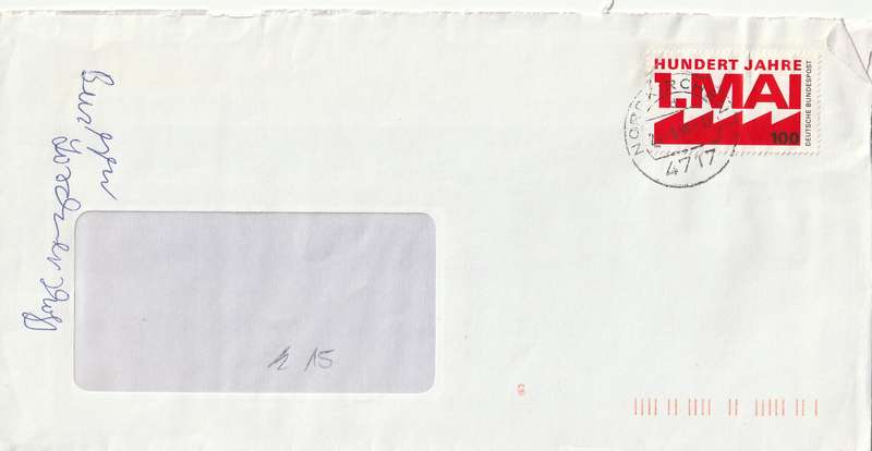 Germany Cover - 1990 - Labour Day Centenary NordKirchen