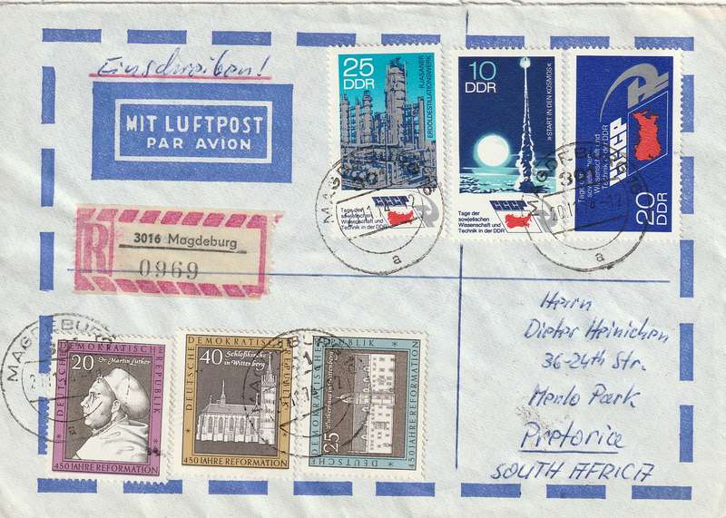 Germany DDR Cover Registered Einschreiben - 1967 1973 - Reformation Luther Wittenberg Soviet Scienc