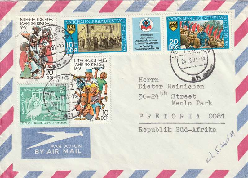 Germany DDR Cover Registered Einschreiben - 1979 - Year of the Child Youth Festival
