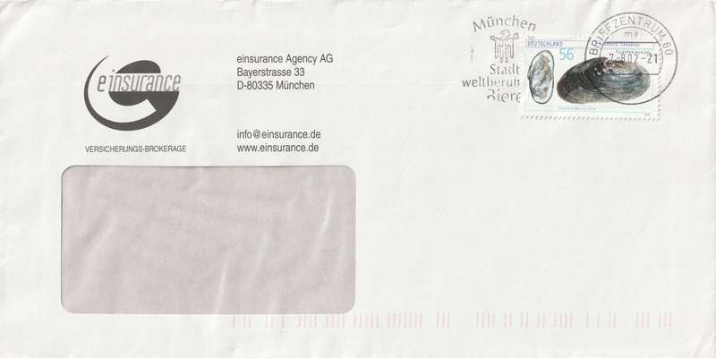 Germany Cover - 2002 - Endangered Species Freshwater pearl mussel Slogan Munchen Biere Bier Beer