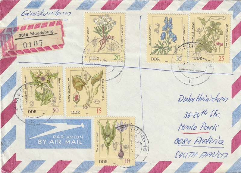 Germany DDR Cover Registered Einschreiben - 1980 1981 1982 - Poisonous Plants Flowers Railroad Trai