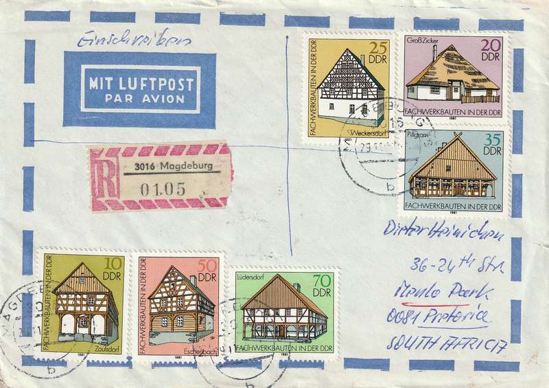 Germany DDR Cover Registered Einschreiben - 1981 - Frame Houses Johann Friedrich Bottger Dresden Ch