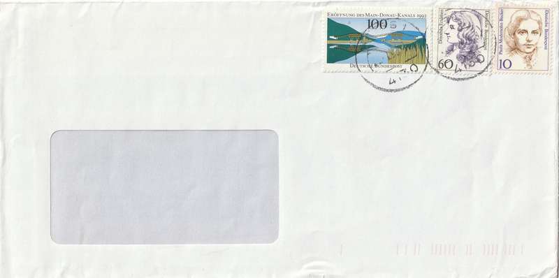 Germany Cover - 1992 - Opening of Main-Danube canal Bridges Famous Woman Erxleben Modersohn-Becker