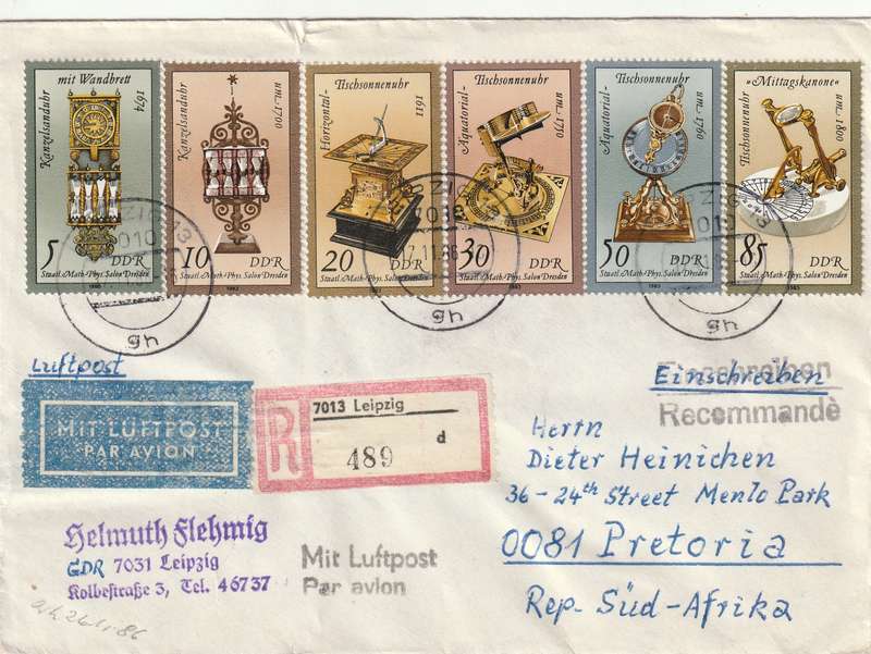 Germany DDR Cover Registered Einschreiben - 1983 - Sand Glasses and Sundials Clocks