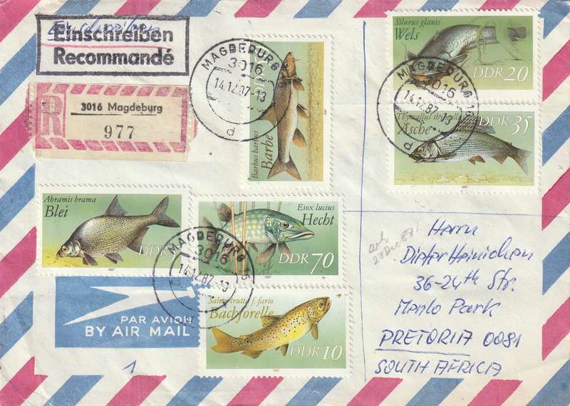 Germany DDR Cover Registered Einschreiben - 1987 - Freshwater Fish