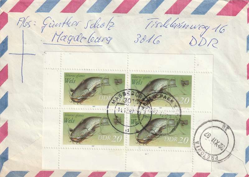 Germany DDR Cover Registered Einschreiben - 1987 - Freshwater Fish